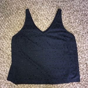Navy eyelet tank top